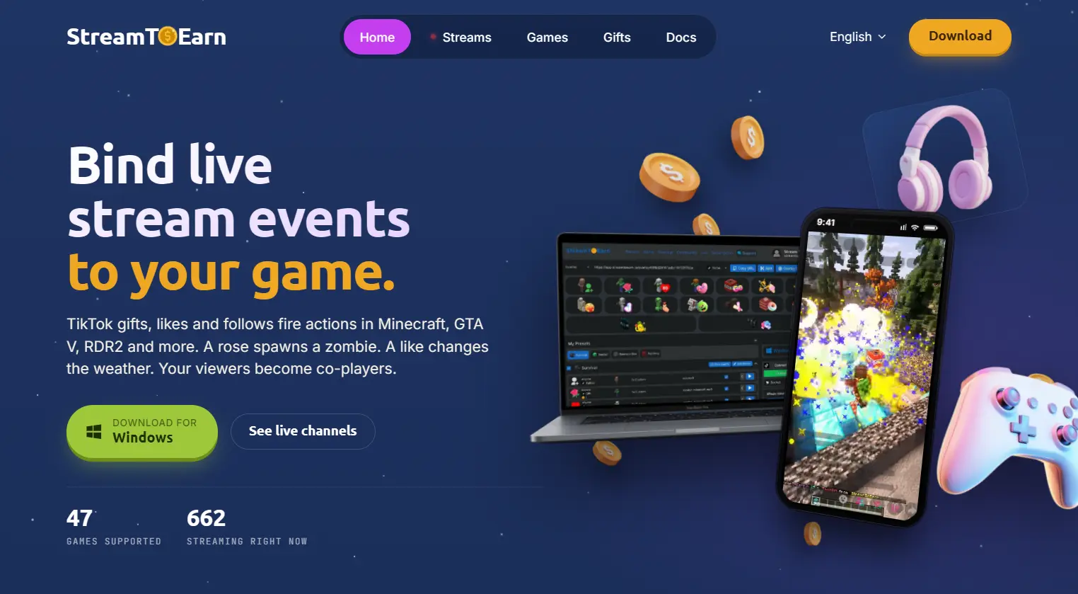 StreamToEarn — Game interaktif TikTok Live untuk streamer
